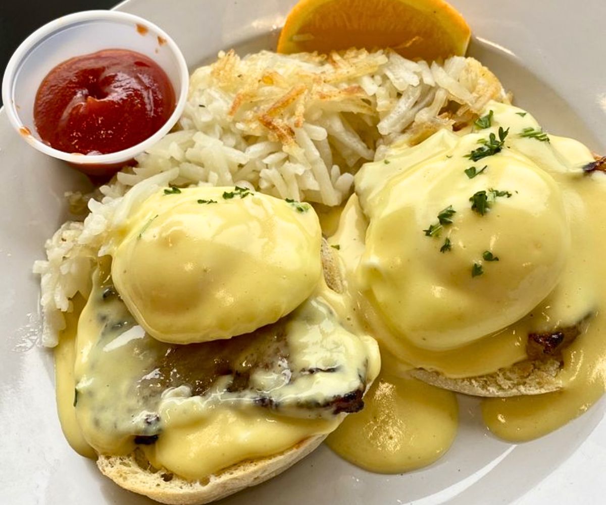 Pork Belly Benedict at West Hill Deli in Auburn, Washington