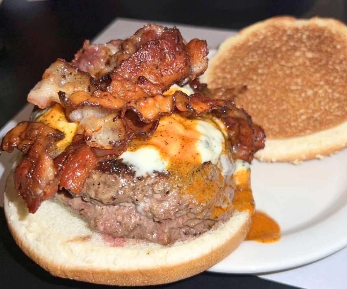 Buffalo Blue with added bacon at Krug's Tavern in Newark, NJ