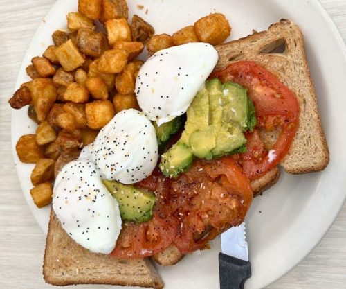 Avocado Toast Benedict at Stonebridge Cafe in Brockton, Massachusetts