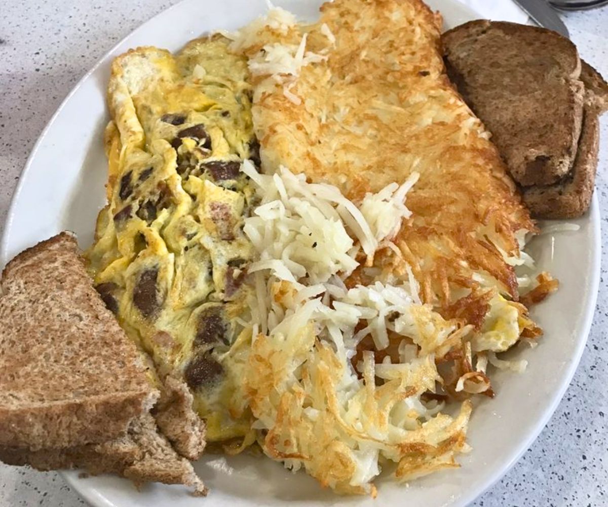 Meat Lovers Omelette at Morg's Diner in Waterloo, IA