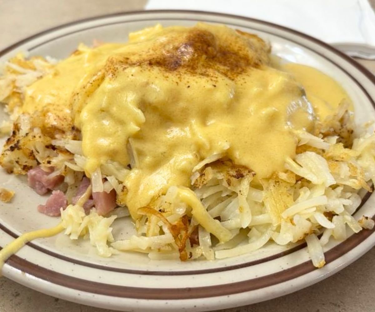 Benedict Stuffed Hash Browns at The Pancake Place in Green Bay, WI