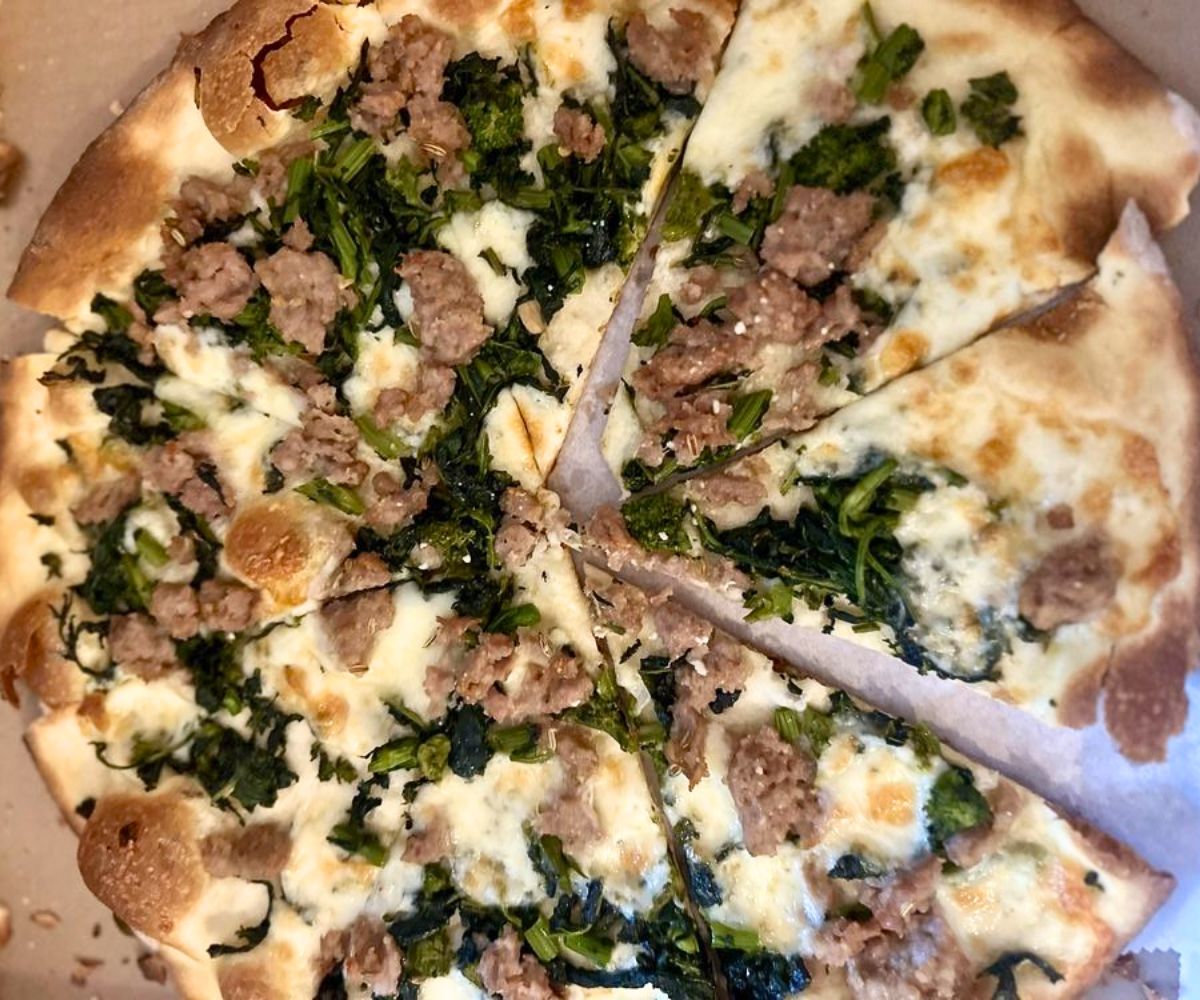 Sausage and Broccoli Rabe Pizza at Rubirosa in New York, New York