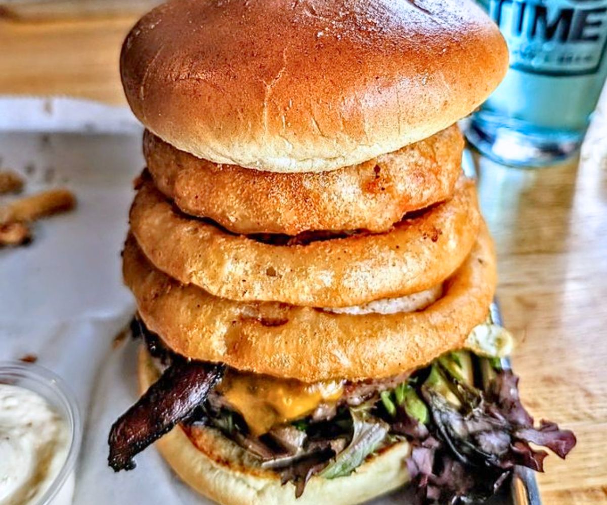 Farmhouse Burger at Big Time Burgers & Brew in Portage, Indiana