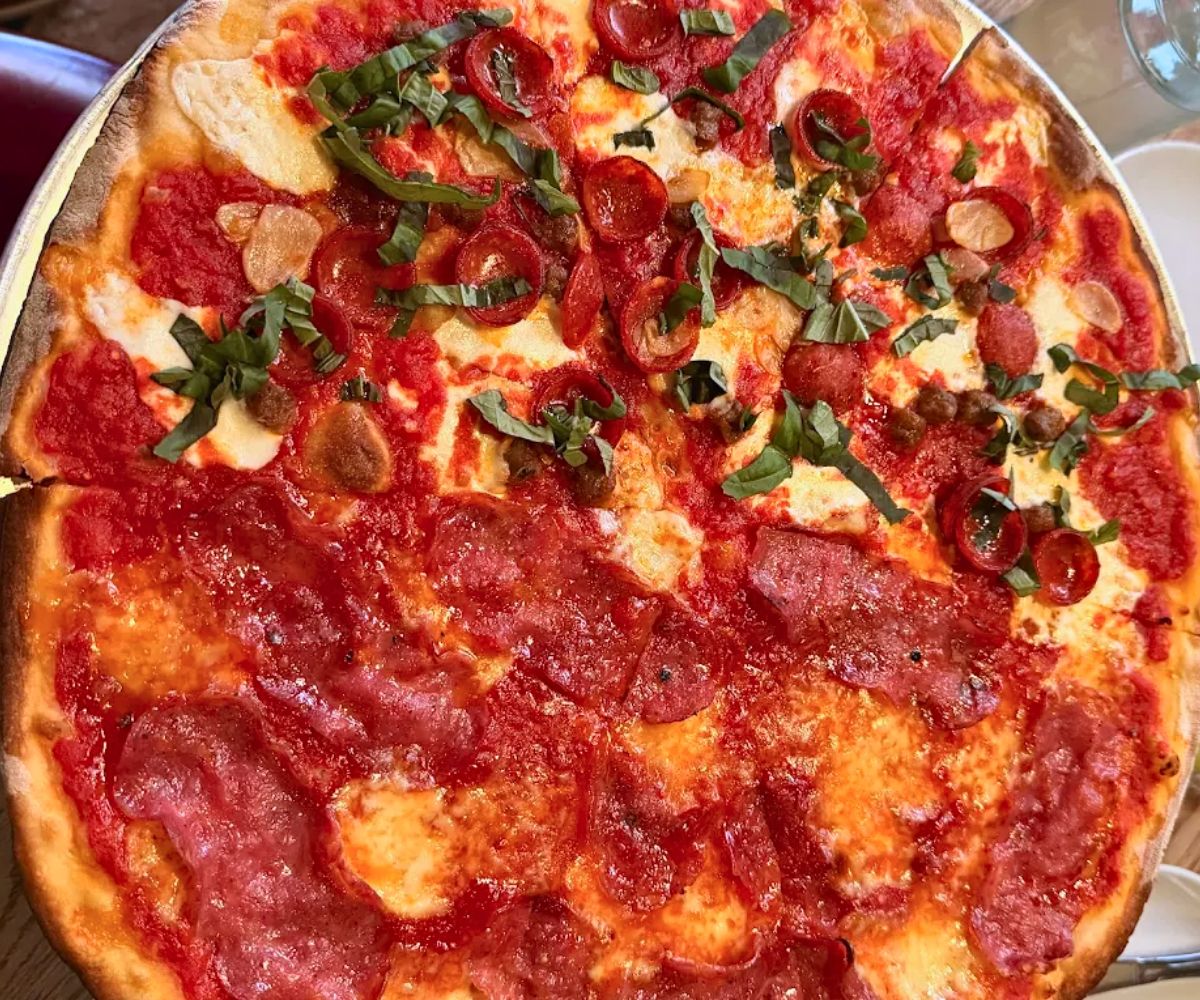 half and half pizza at Rubirosa in New York, NY