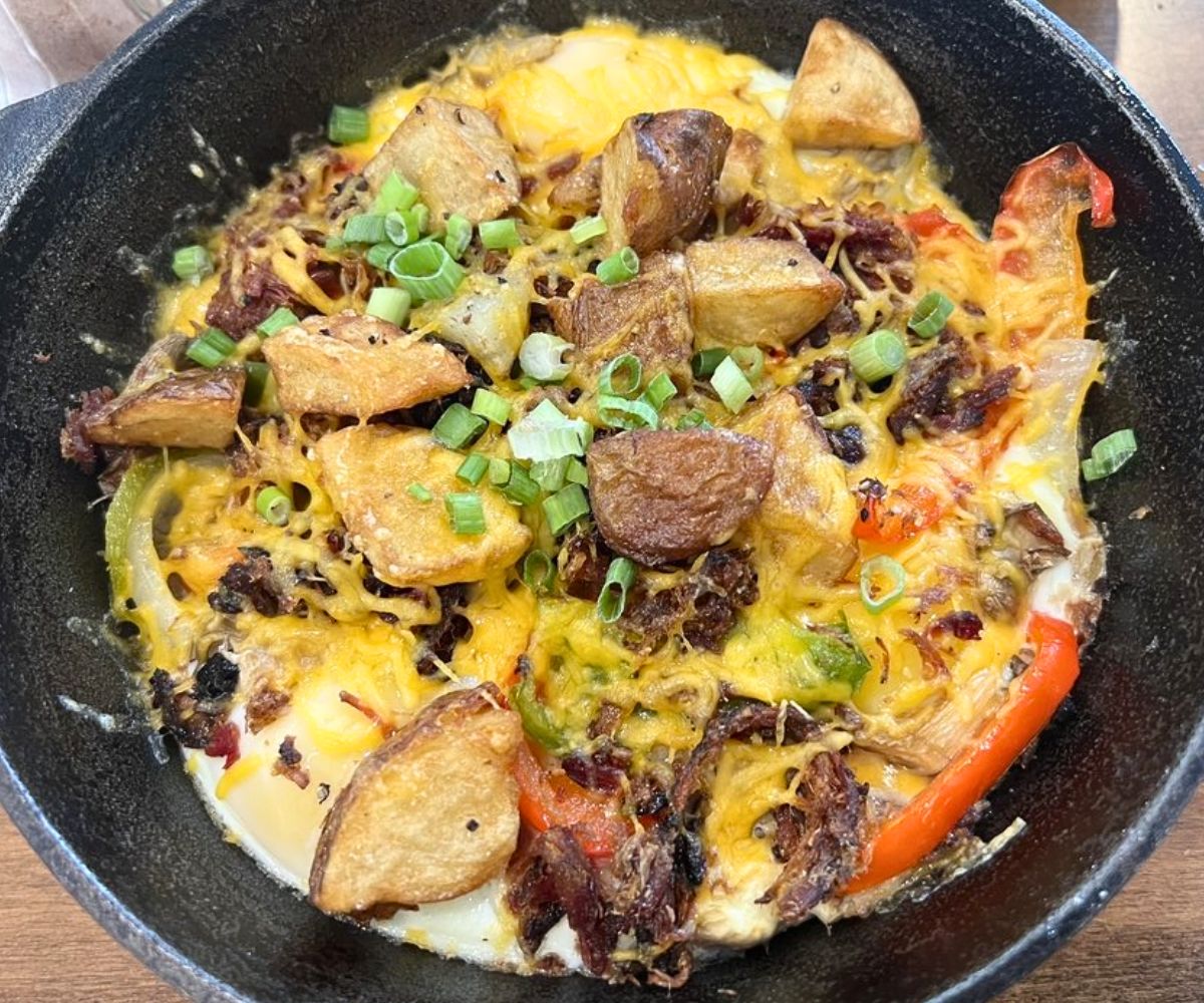 Breakfast Skillet at Blue Dog Bistro in Gulfport, Mississippi