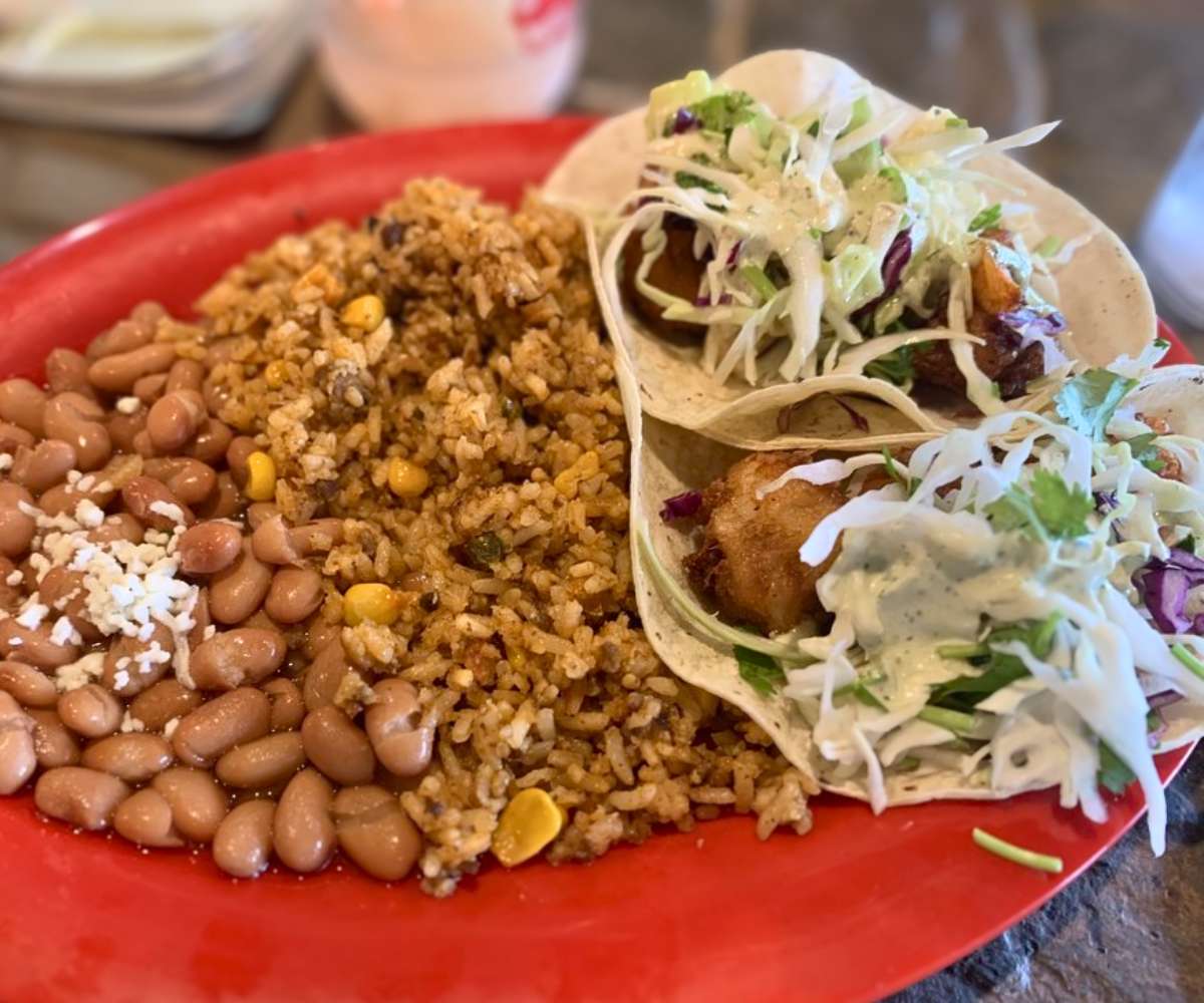 Dos XX beer-battered shrimp tacos at Maria's Cantina in Southaven, Mississippi