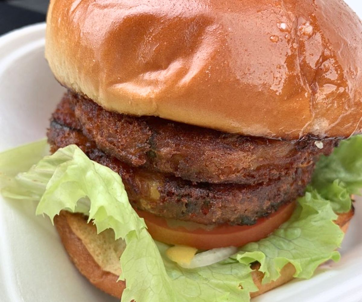 Spicy Aloo Burger at Nest Burger in Plano, Texas