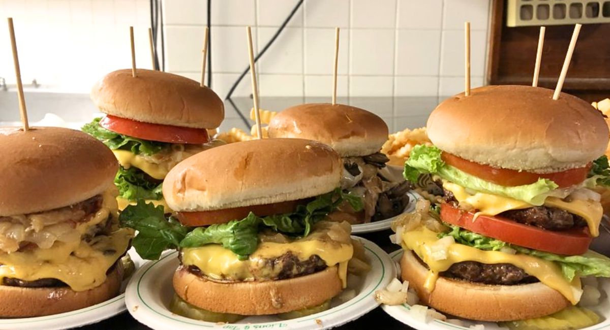 burgers at Lions Tap Family Restaurant in Eden Prairie, Minnesota