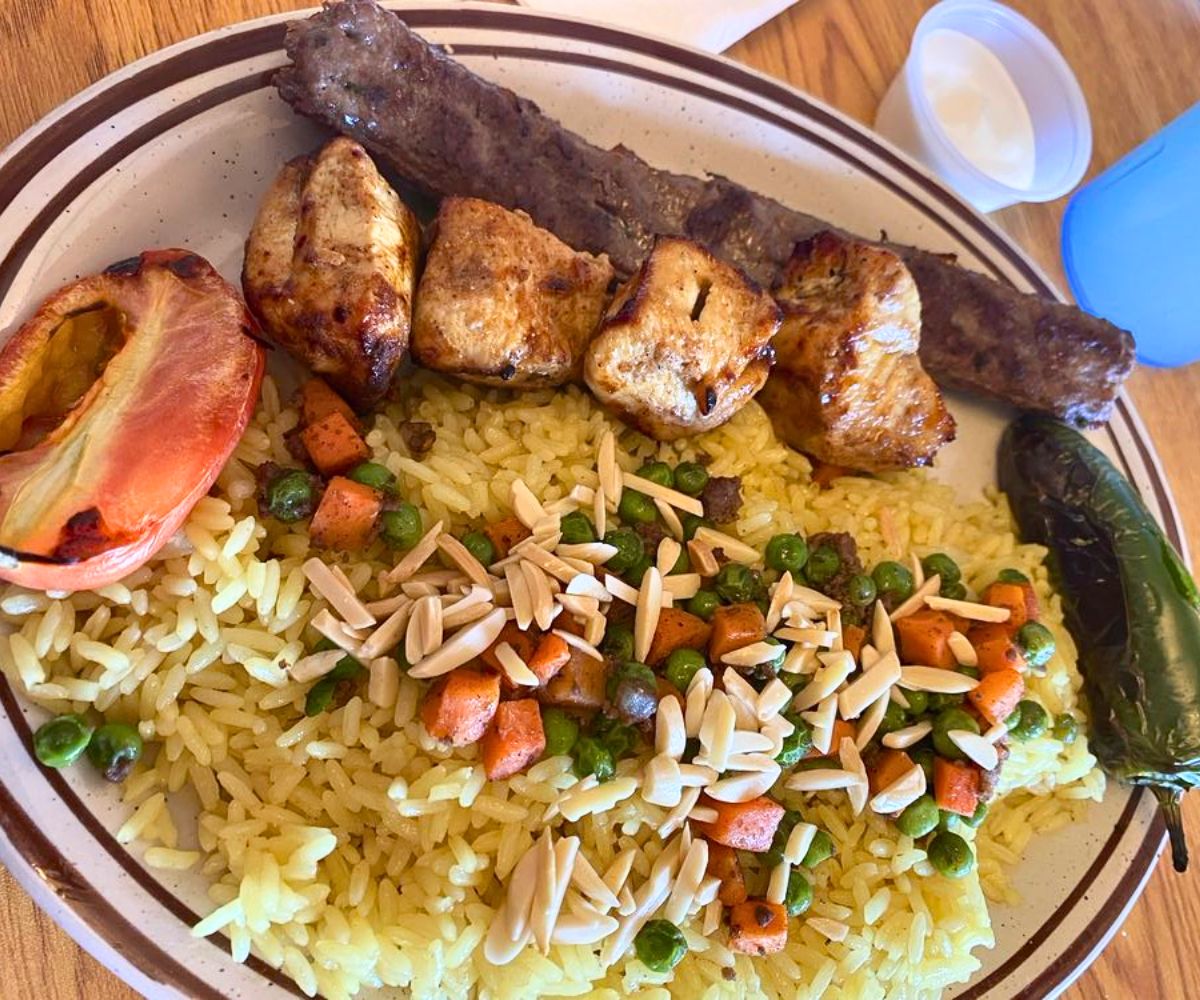 Kabob Combo with Supreme Rice at Sara’s Cafe & Grill in Roswell, NM