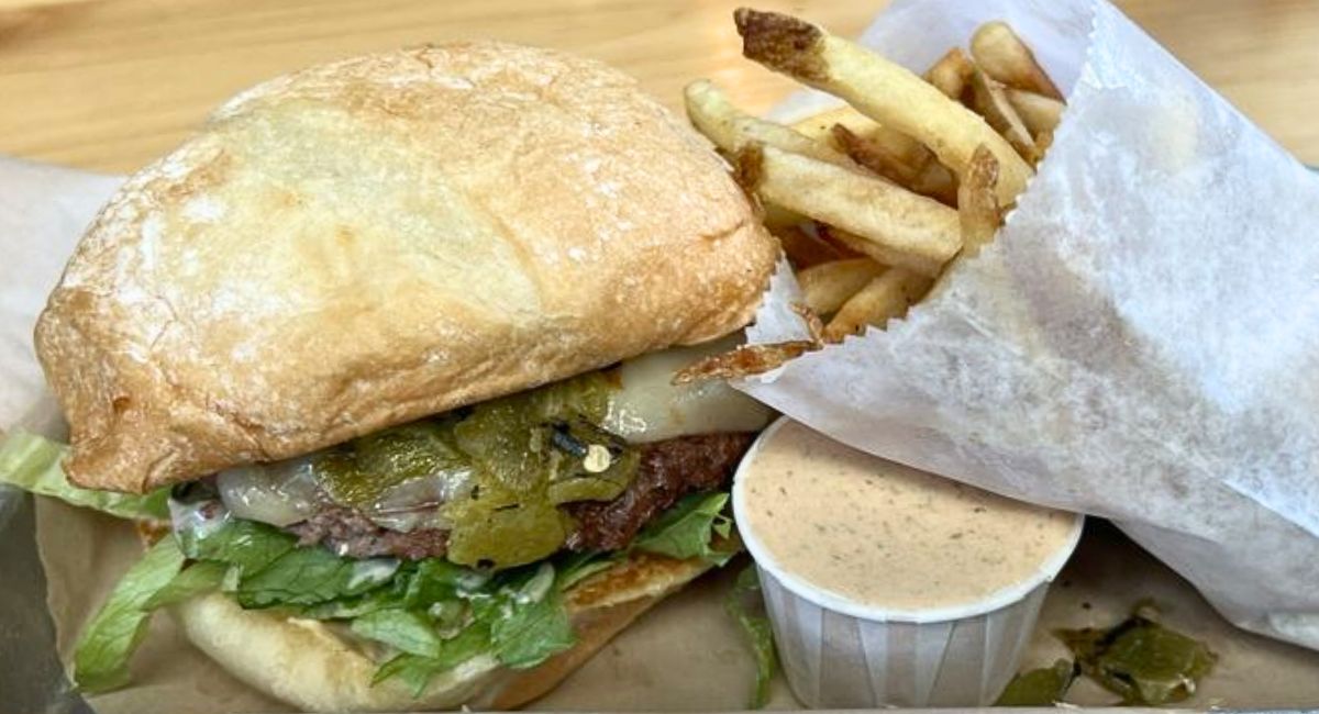 Green Chile Jack Burger at Grassburger in Albuquerque, New Mexico