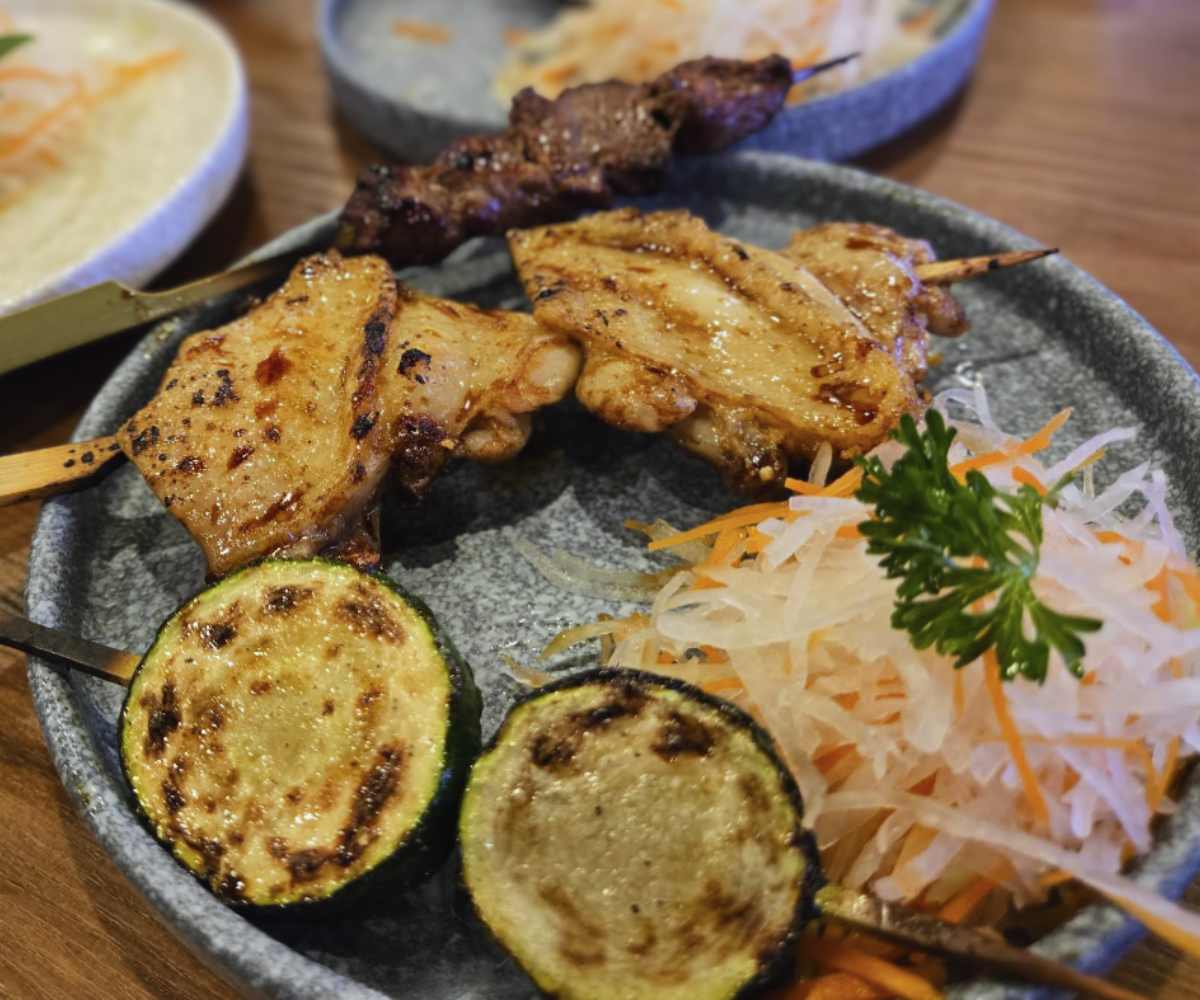 yakitori skewers at shinobi restaurant & bar in arlington texas