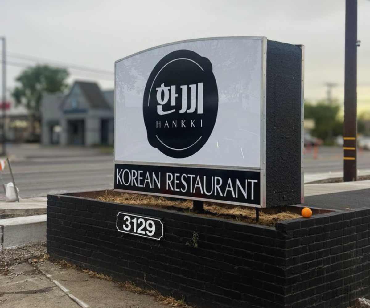 outside sign for Hankki Korean Restaurant in Sacramento, CA