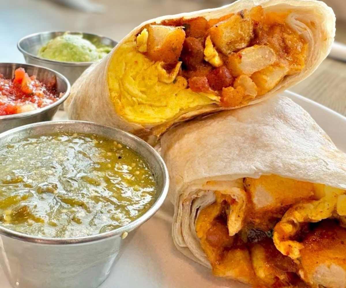 breakfast burrito at goldie's brunch botique in somers wisconsin