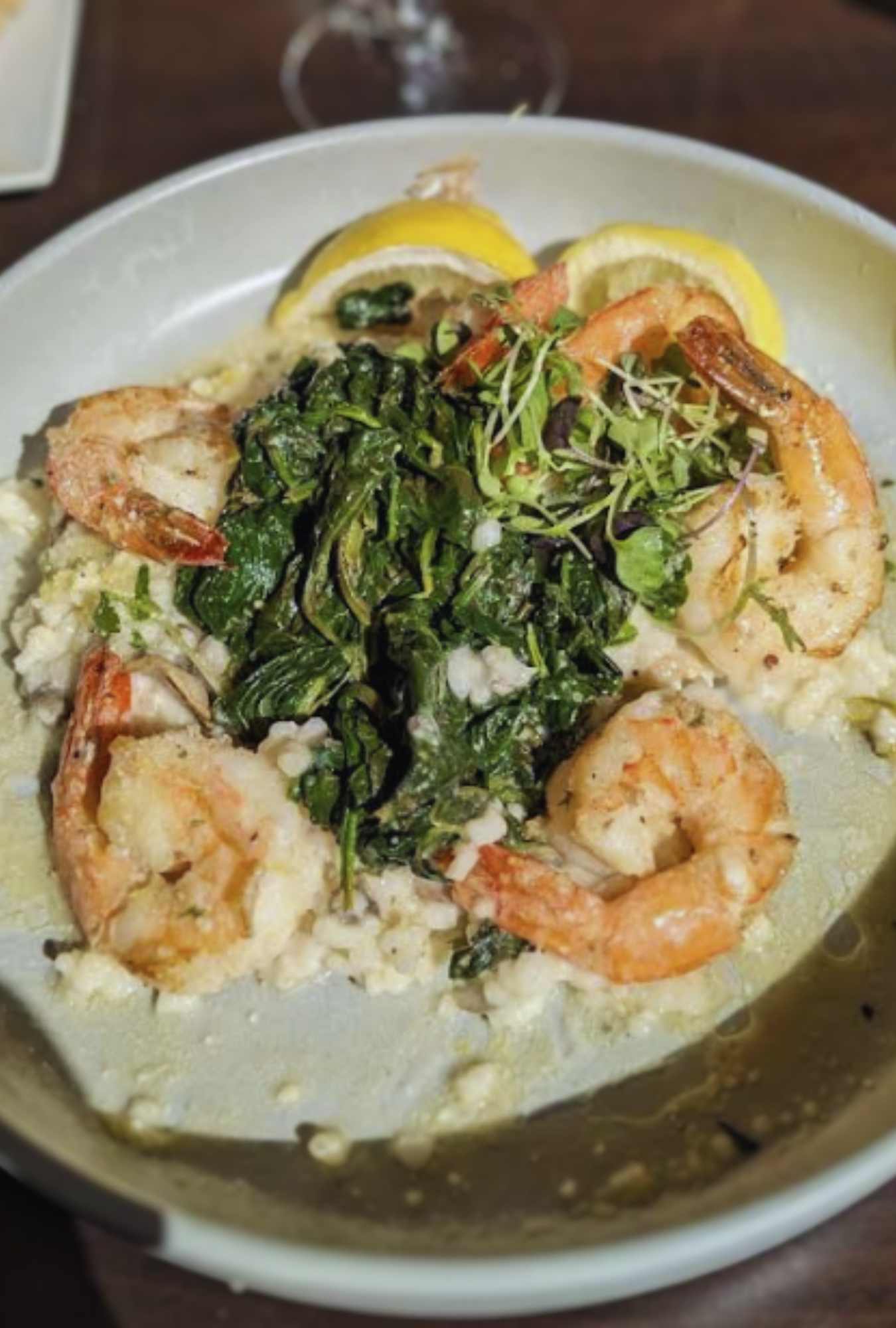 shrimp dish at vino italian bistro in suffolk, virginia