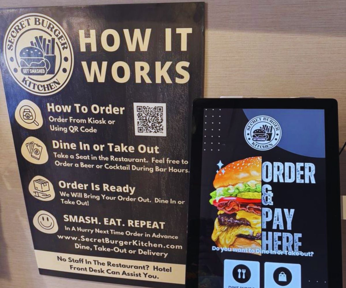 Secret Burger Kitchen Tacoma Smash Burgers - Order Kiosk & Instructions