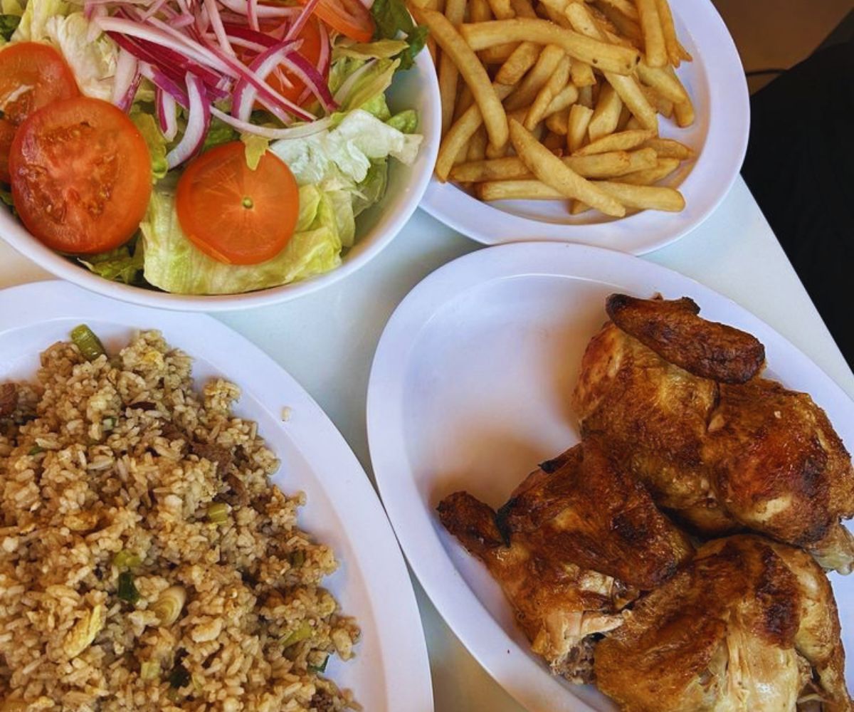 Peruvian Restaurant Route 66 - Chicken, Rice, Salad & Fries