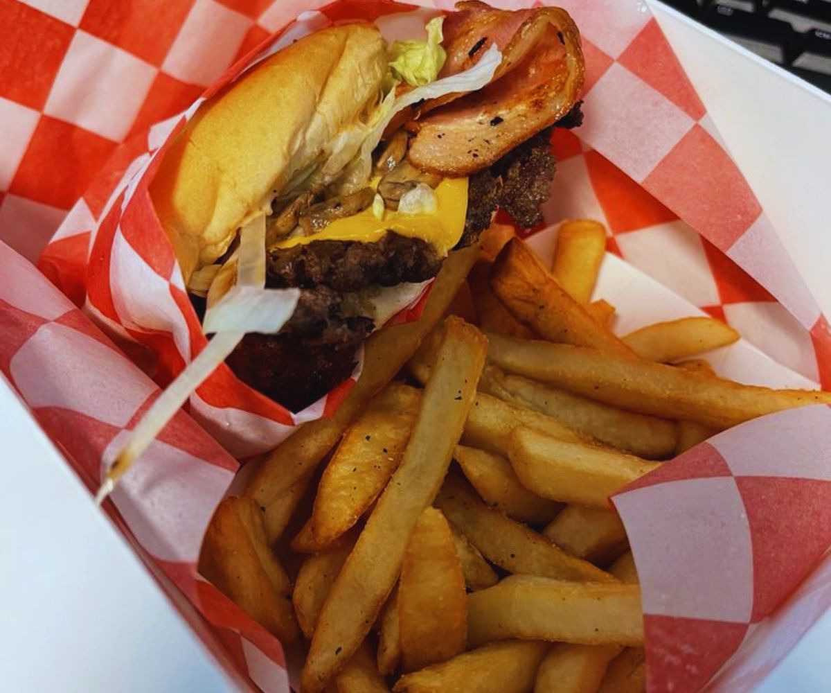 Secret Burger Kitchen Tacoma Smash Burgers - Signature Bacon Smash (1/3 lb) with Cheese & Fries