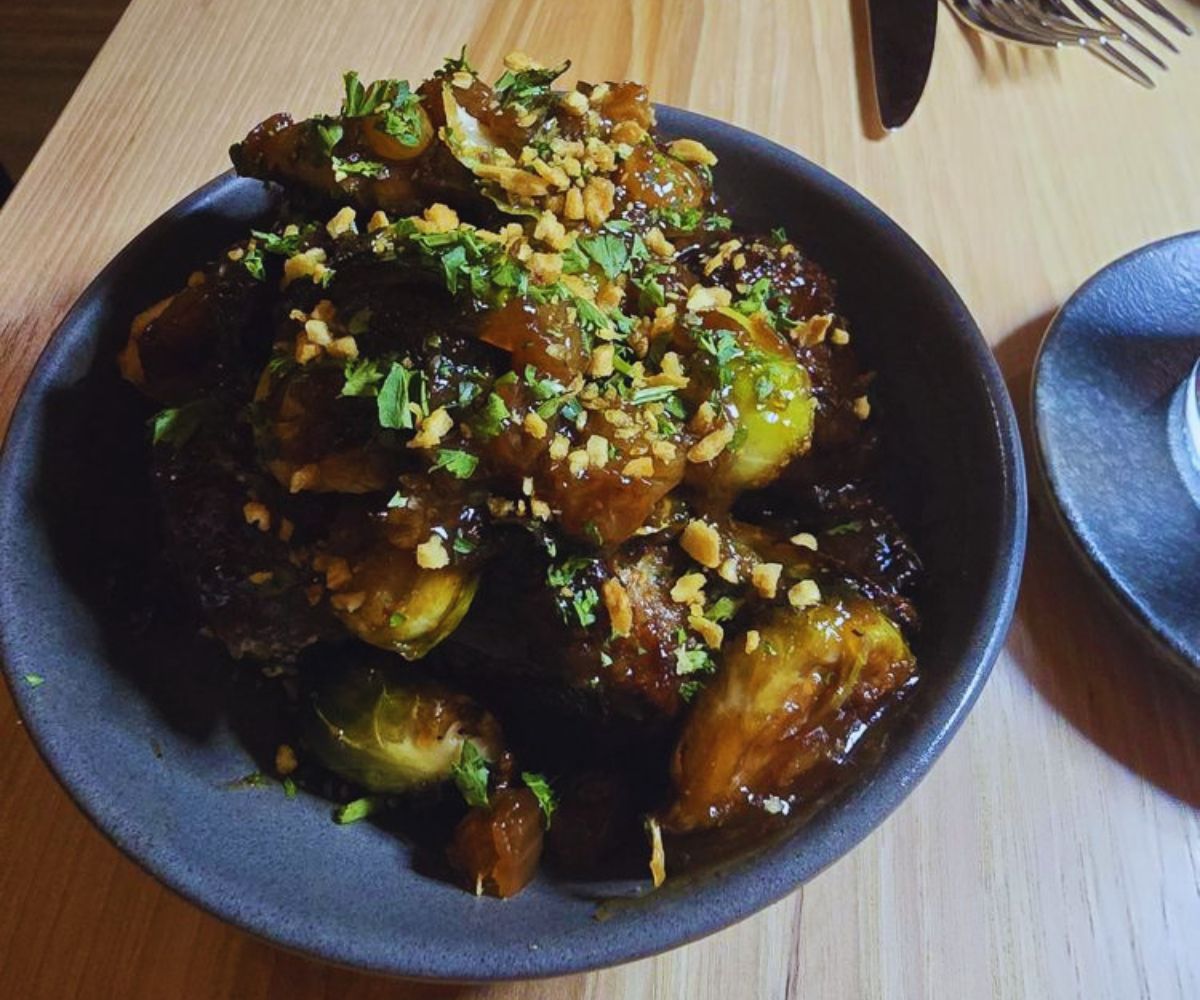 Scout's Restaurant - Sweet & Sour Meatballs with Brussels Sprouts