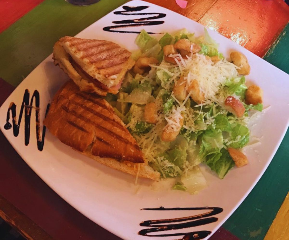 Lolitas Bistro - Cuban Sandwich with a Side of Ceasar Salad