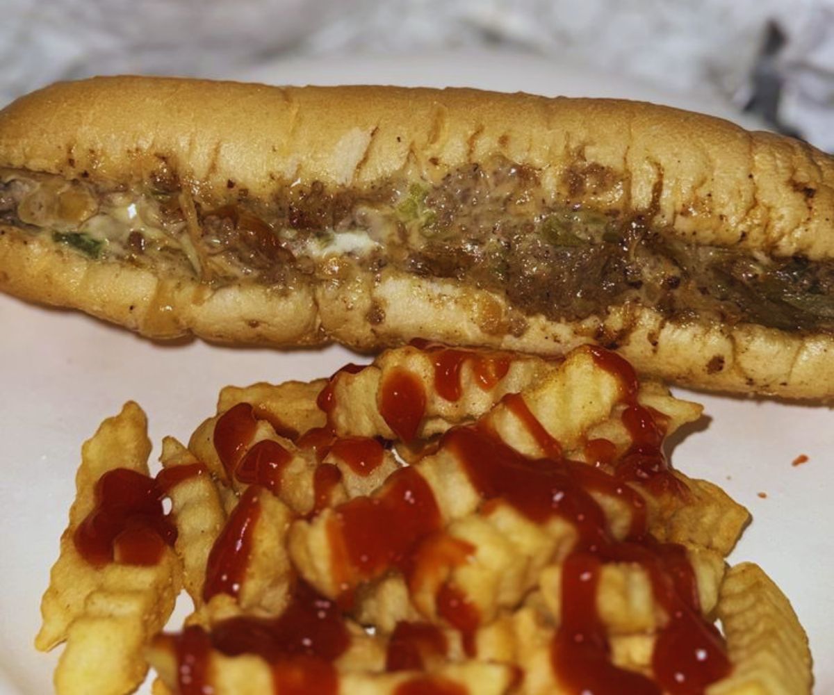 Burger Hut - Philly Cheese Steak Sandwich with Fries