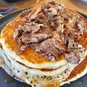 Pulled Pork Pancakes at The Bruncheonette in Joplin, Missouri