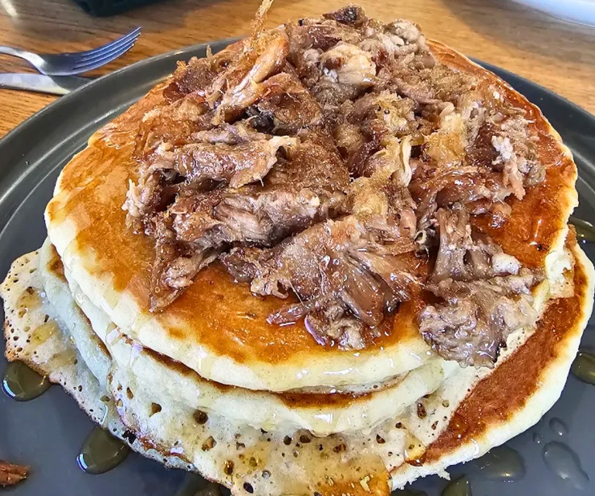 Pulled Pork Pancakes at The Bruncheonette in Joplin, Missouri