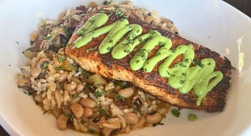 Blackened Salmon at CASK Southern Kitchen & Bar in Louisville, KY