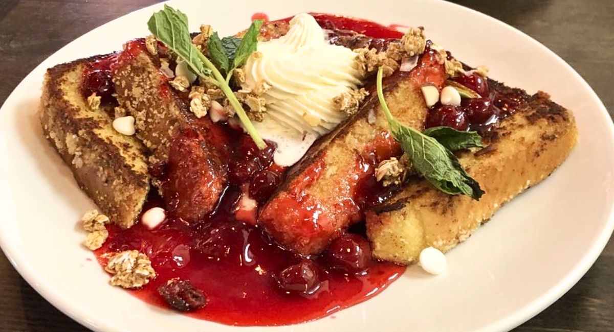 Cherries Flambé French Toast at Toasted & Roasted in Henderson, Nevada