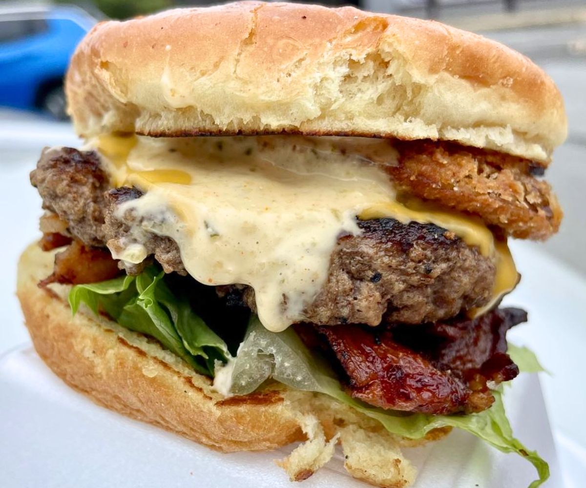 burger at CASK Southern Kitchen & Bar in Louisville, Kentucky