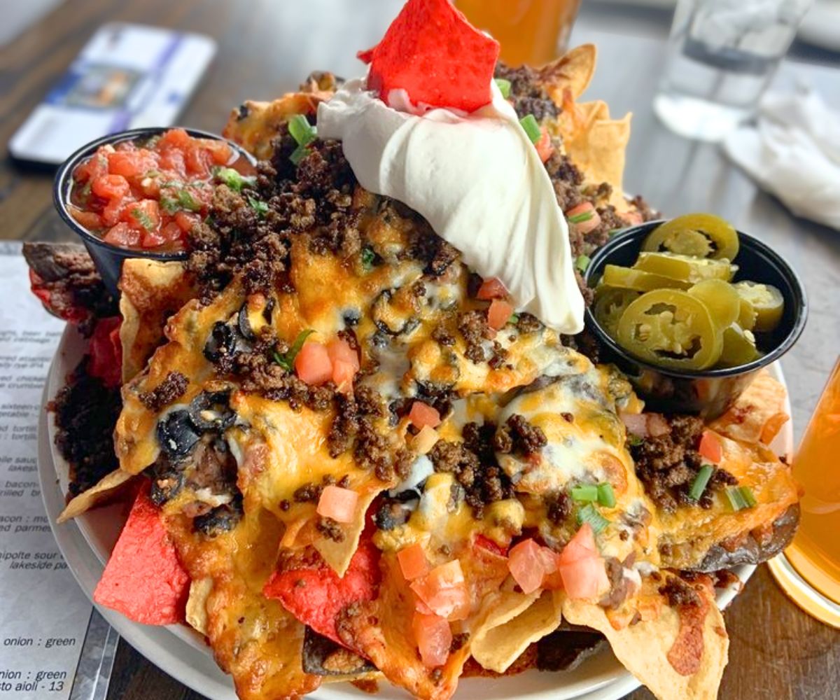 bison nachos at Tamarack Brewing Company in Missoula, MT