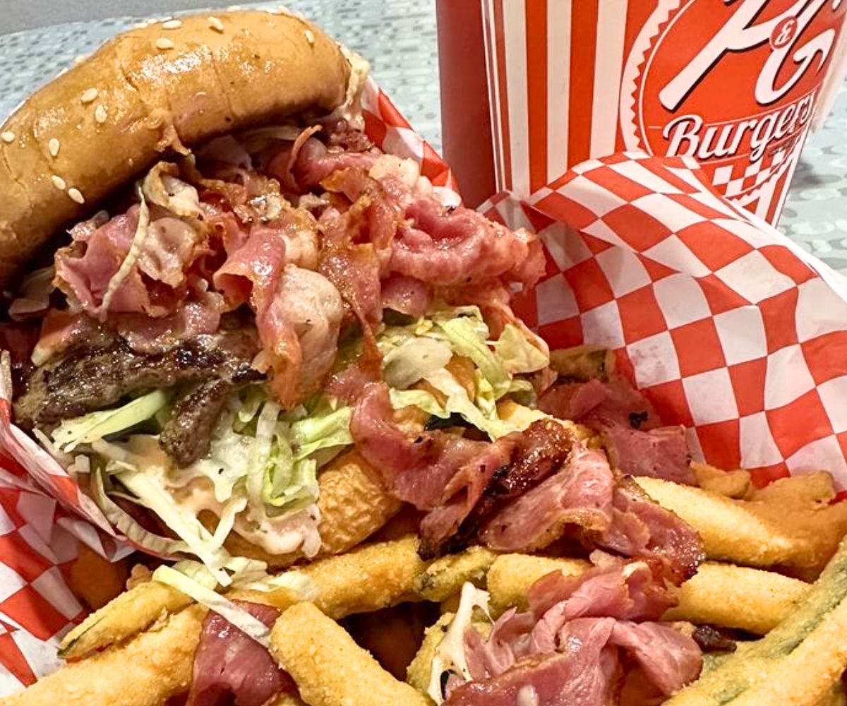 Pastrami Cheeseburger at P&G Burgers in Colton, California