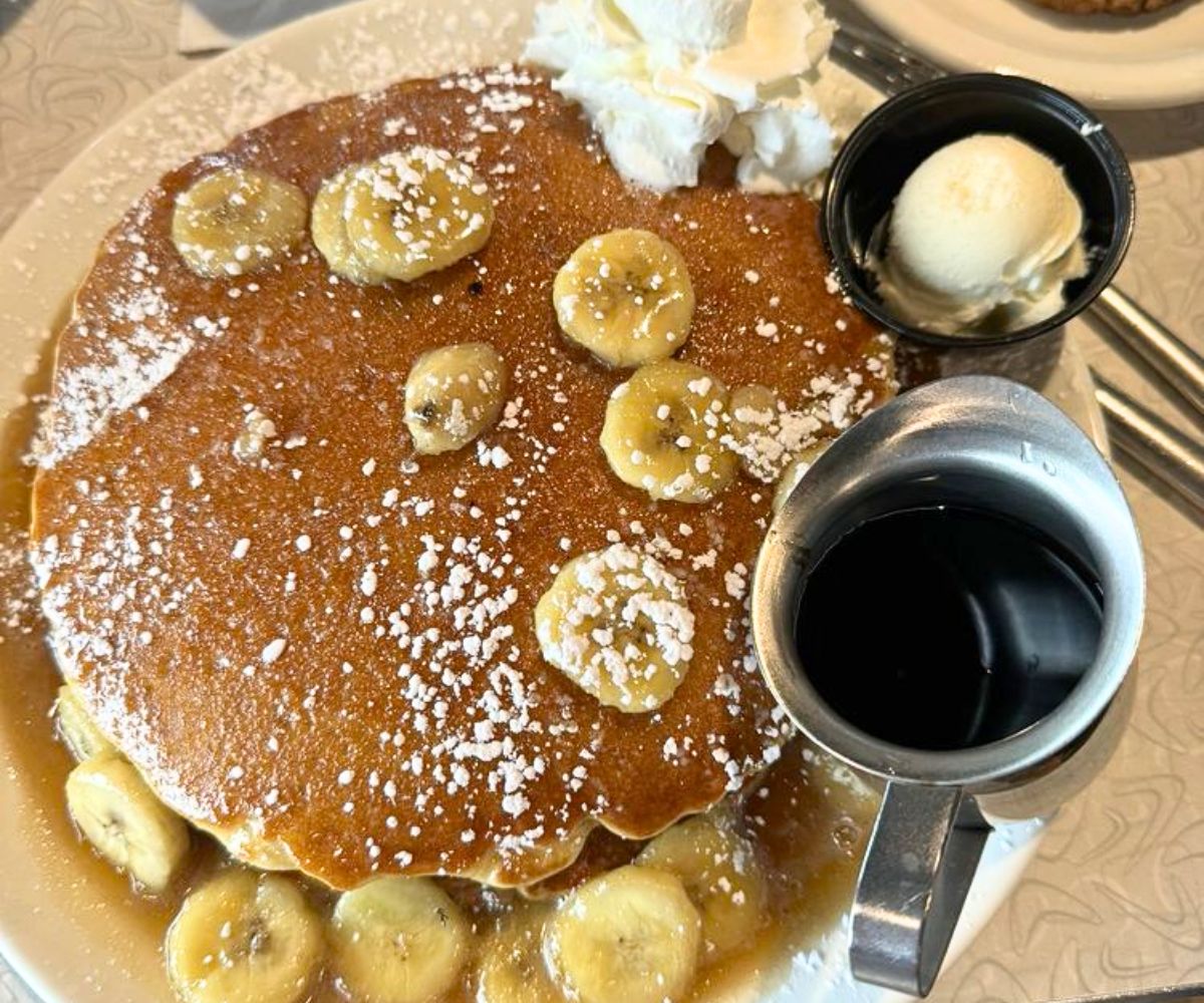 Banana Fosters Pancake at Bessie's Diner in Janesville, Wisconsin