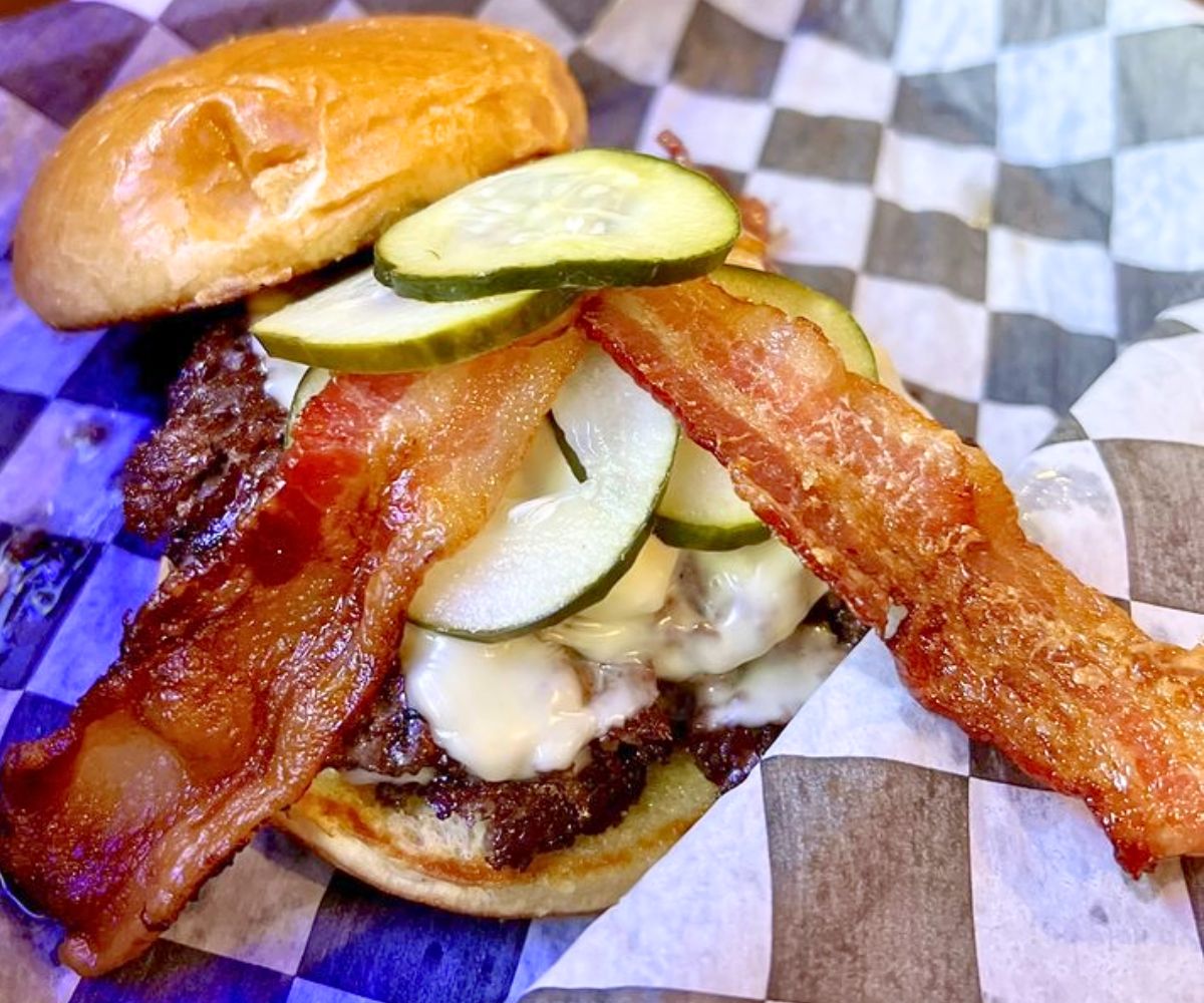 bacon burger at Burger Dive in Saint Paul, Minnesota