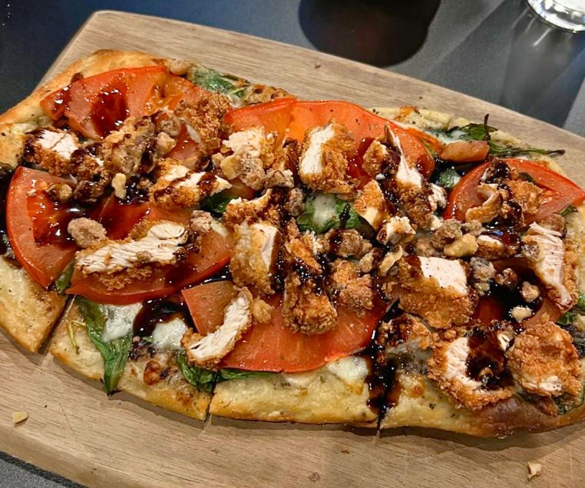 Nutty Chicken Flatbread at Firefly Grill STL in Chesterfield, Missouri
