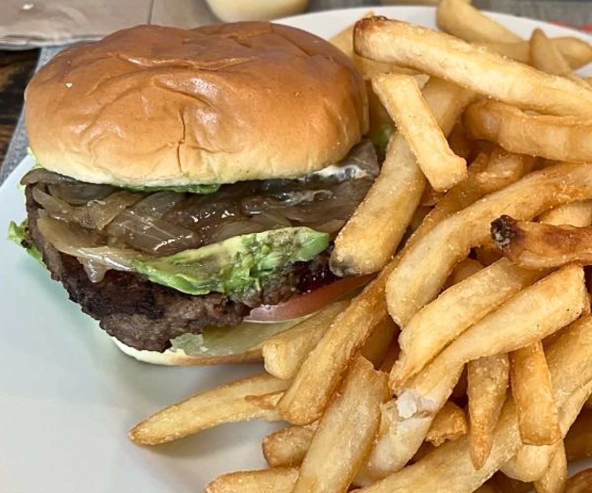 Burger at Lee's Burger Place in Newton Centre, MA