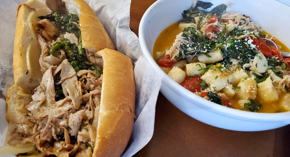 Porkette (left) and Homemade Gnocchi Verde (right) at Scalessa's in Wilmington, DE