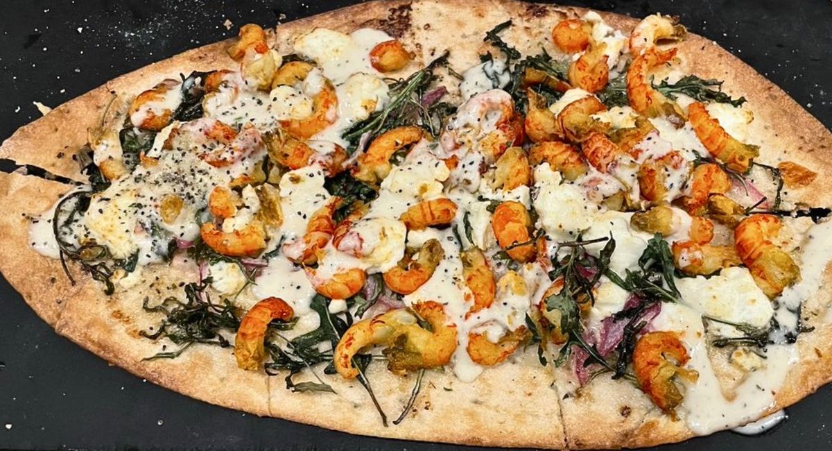 crawfish flatbread at The Lady May in Ocean Springs, MS