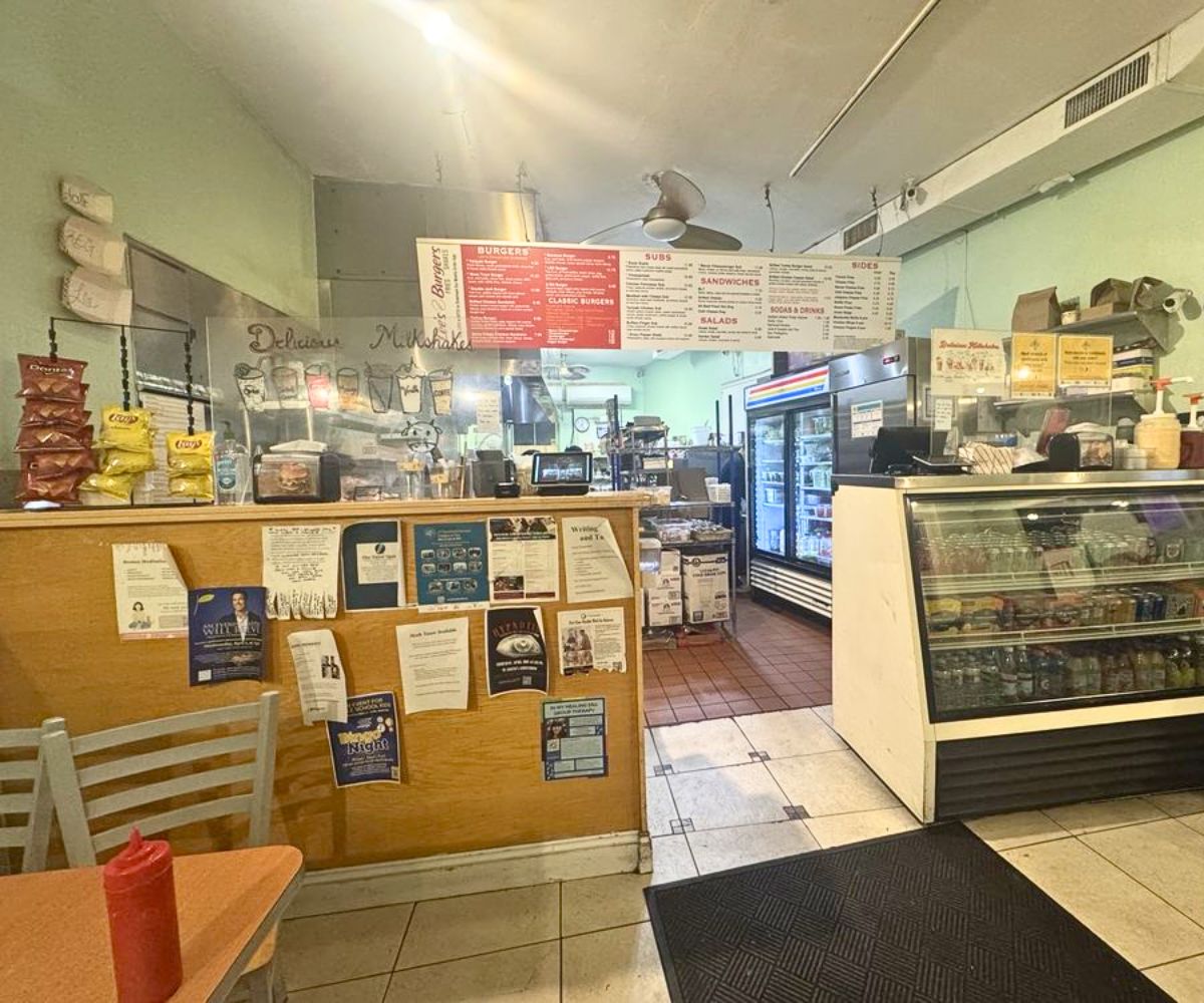 counter at Lee's Burger Place in Newton Centre, Massachusetts