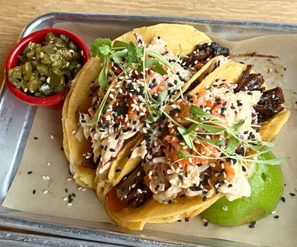 14-Hour Smoked Korean Beef Brisket Tacos at Avenue American Bistro in Wayne, Michigan