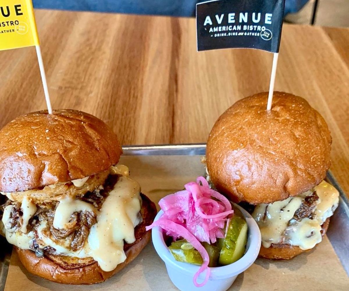 White BBQ Brisket Sliders at Avenue American Bistro in Wayne, Michigan
