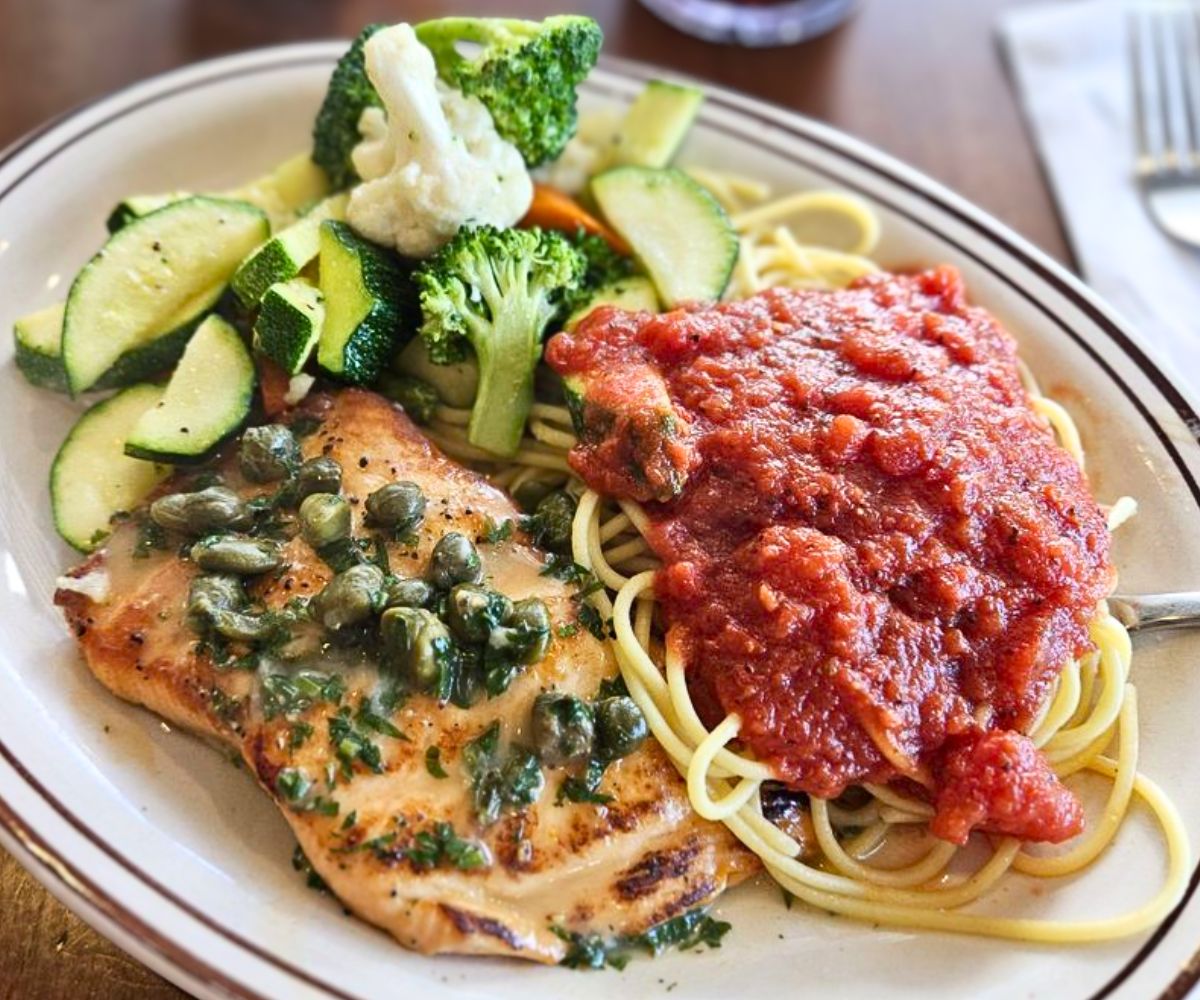 Salmon with Pasta at Piccolino in Santa Fe, NM