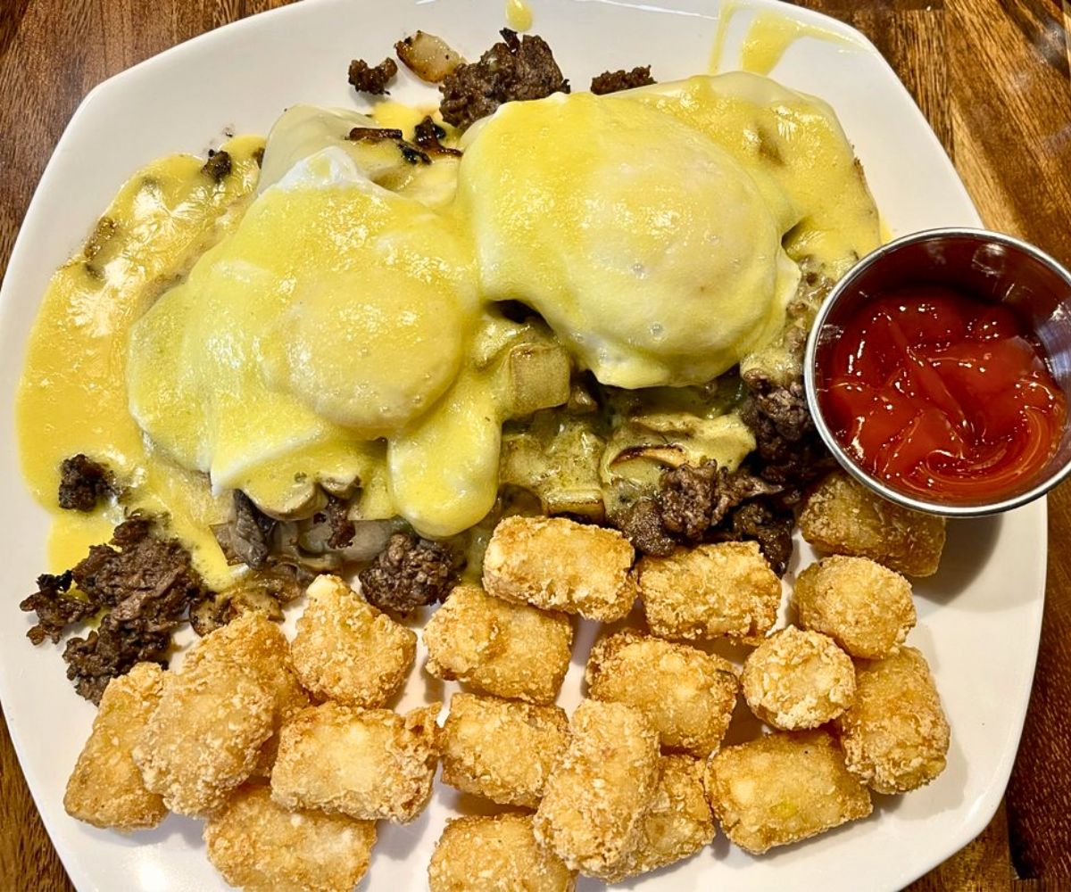 Steak & Cheese Benedict at The Good Place in Hudson, New Hampshire