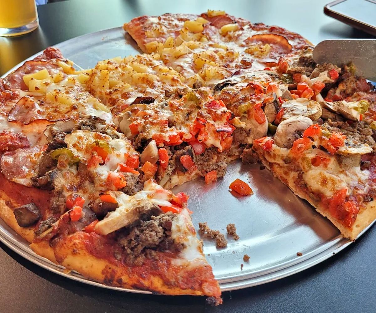 half and half pizza at Caniglia's a Mano in Papillion, NE