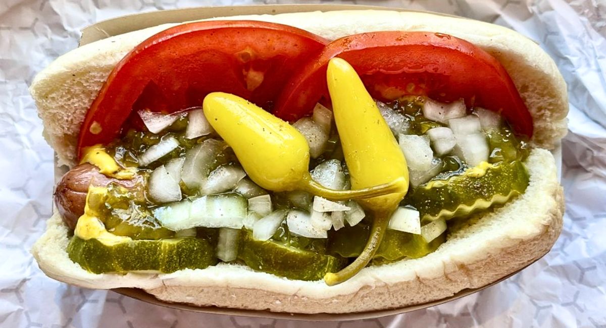 Chicago Dog at Riley's Hot Dog & Burger Gourmet in New Britain, Connecticut