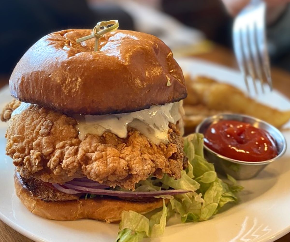 Crispy Chicken Sandwich at Fish Bones Grill in Lewiston, Maine