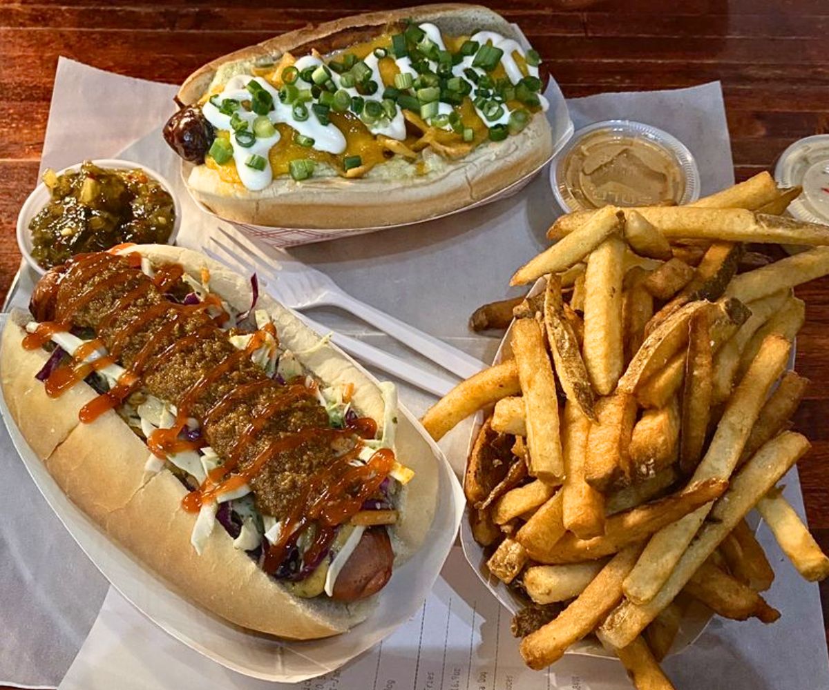 The Junkyard Dog The Nacho Poppa Dog at Riley's Hot Dog & Burger Gourmet in New Britain, CT