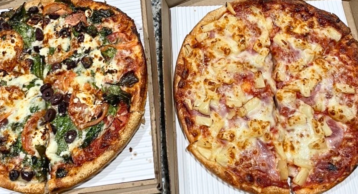 pizzas at Angelo's Pizzeria in Bangor, ME