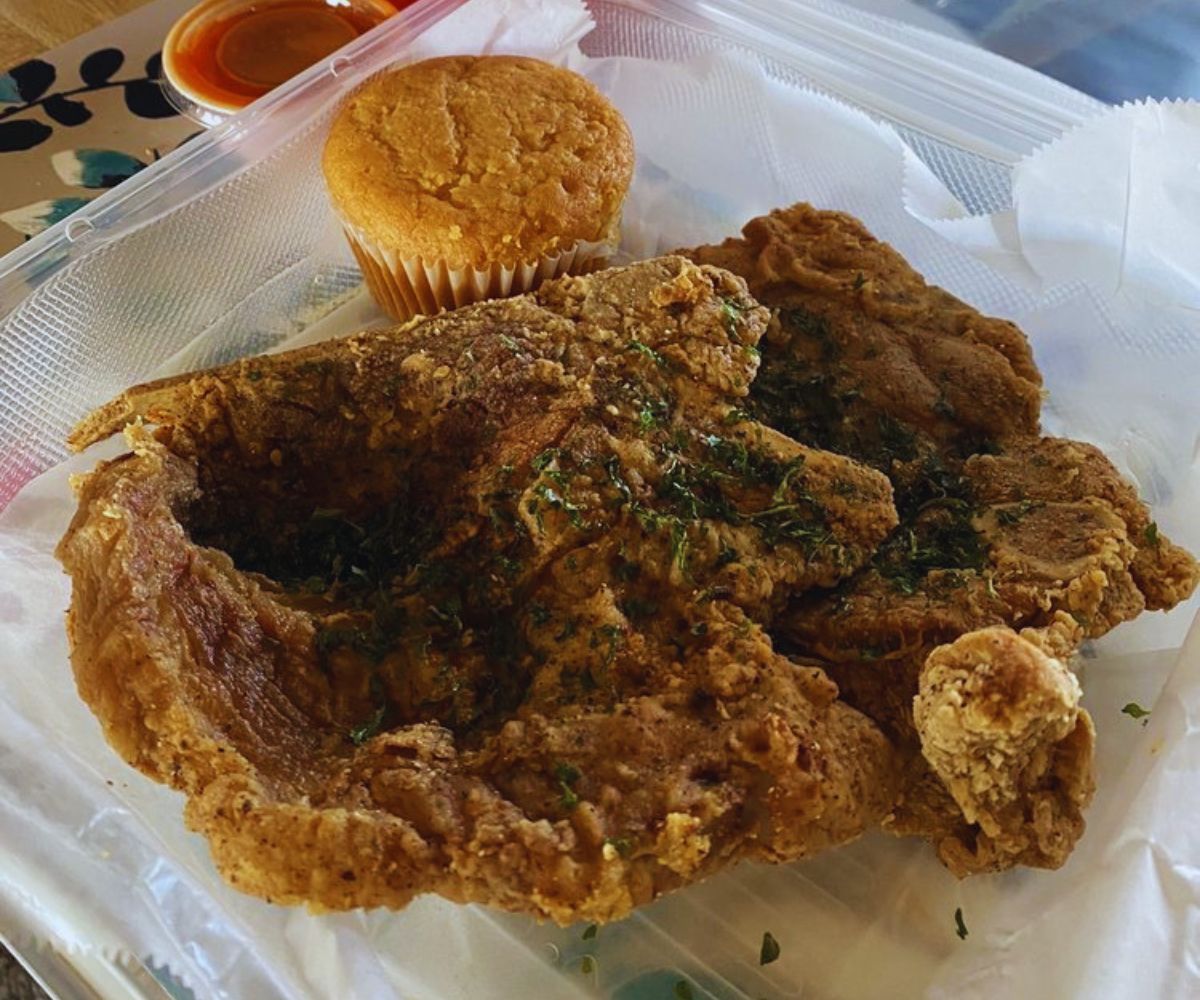 Surf & Soul Spot - Fried Pork Chops & Cornbread Muffin - Part of the SOUL Menu
