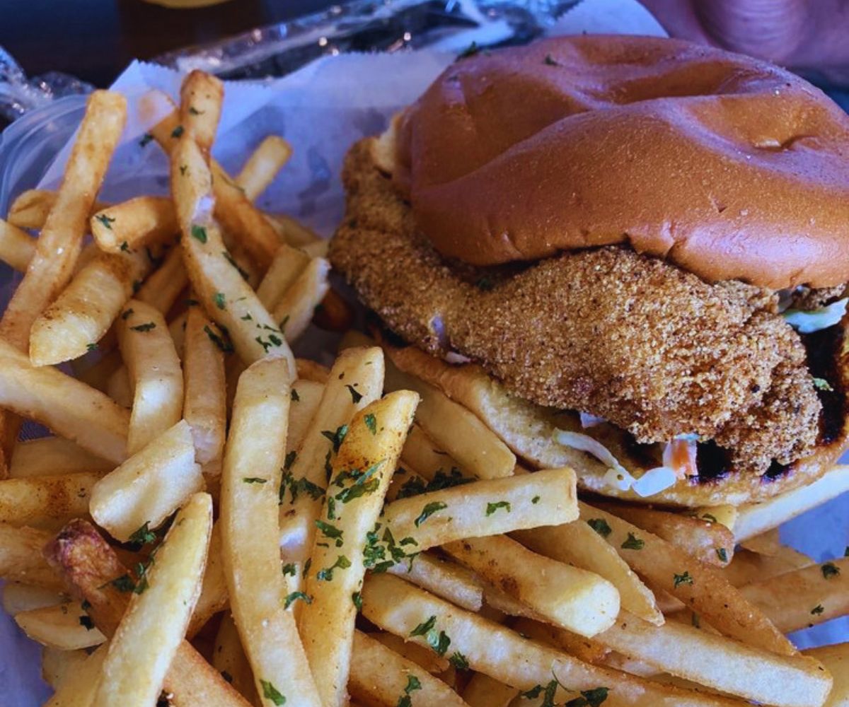 Surf & Soul Spot - The Fish Hook Sandwich with Fries