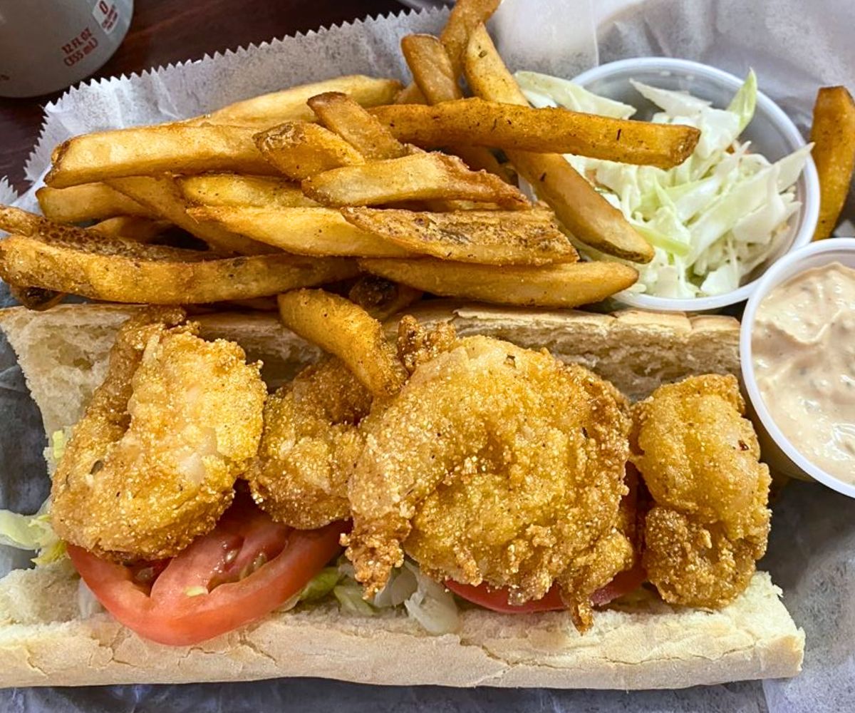 Shrimp Po'Boy at Po' Boys Creole Restaurant in Milton, DE